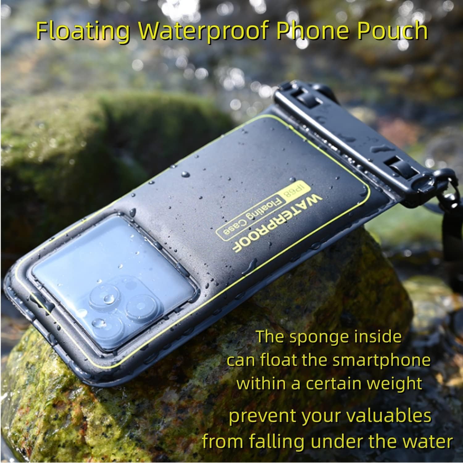 Custodia Impermeabile Smartphone Galleggiante,IPX8 Borsa Smartphone Impermeabile per il nuoto,Custodia Subacquea Smartphone Borsa per iPhone 16 15 14 13 12 11 Pro Max fino a 6,8"