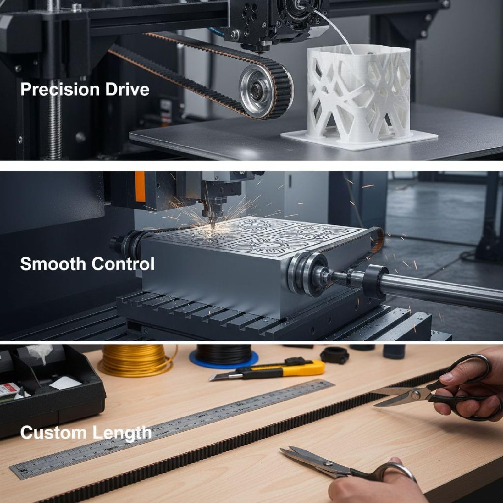 GT2 Zahnriemen für 3D-Drucker, 10 m x 10 mm offener Synchronriemen aus Gummi mit Nylonzähnen, 2GT-Zahnprofil, rutscharm, korrosionsbeständig, Antriebsriemen für 3D-Drucker und CNC-Maschinen