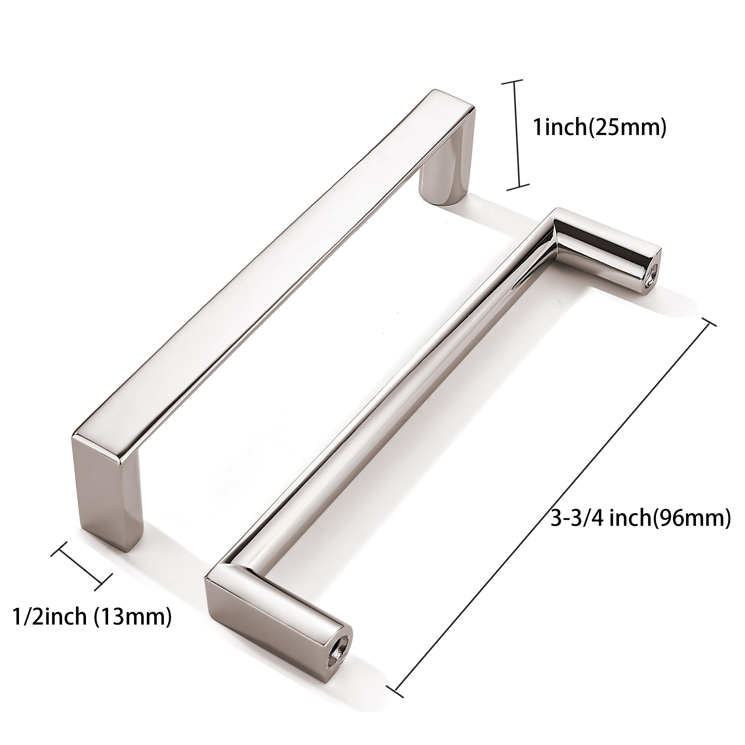 KHTUMEWARE-170038 Polished Nickel Cabinet Pulls CTC 3-3/4 in (96 mm) 5-Pack in Polished Nickel — KHTUMEWARE