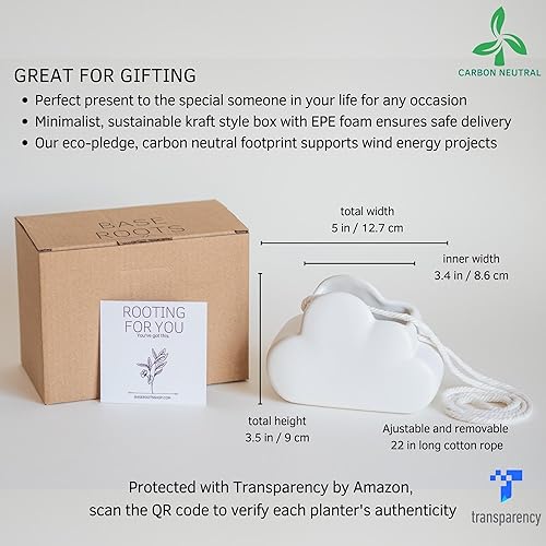 Miniatura 4 de Macetas colgantes de nube para plantas de interior, maceta colgante de cerámica blanca con cuerda de macramé ajustable con agujero de drenaje,