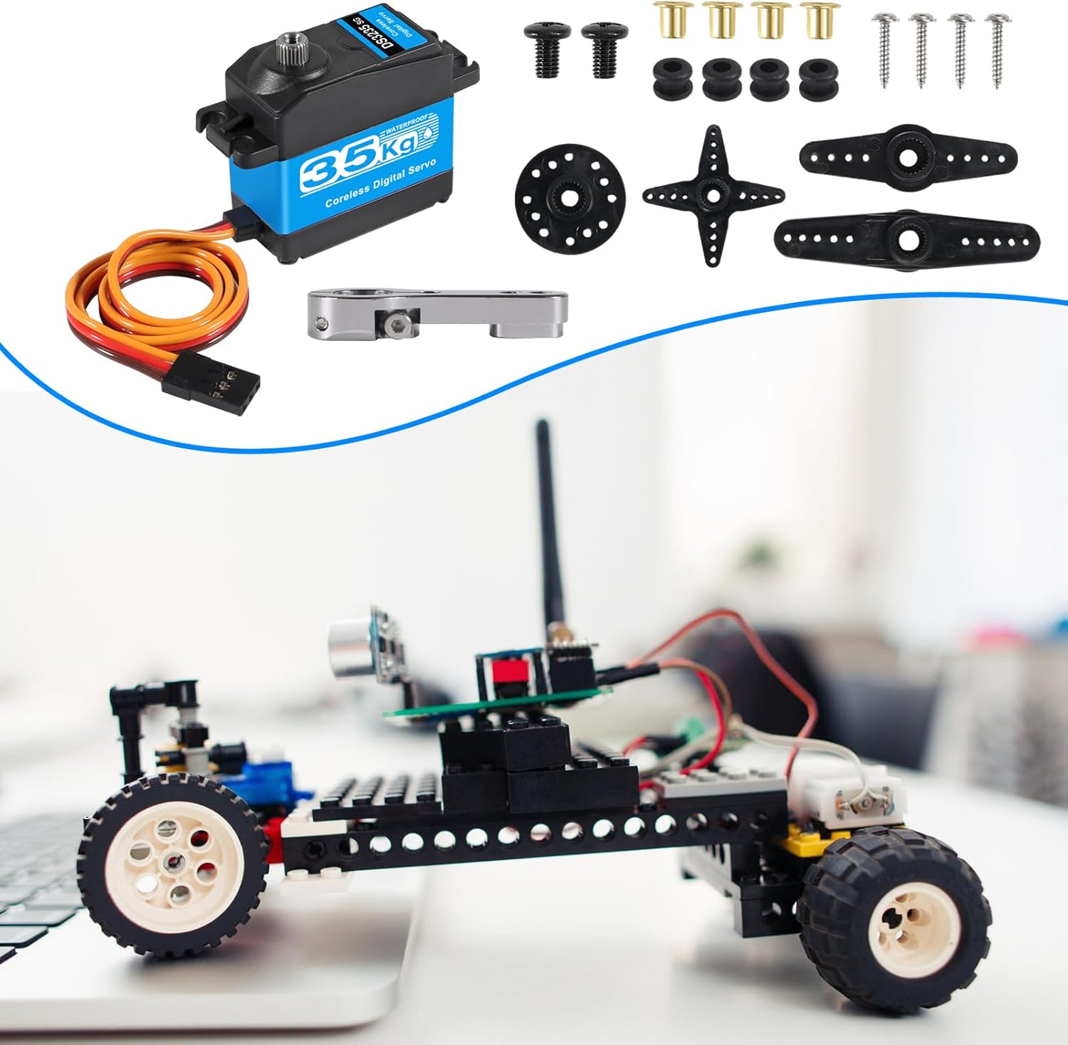 2PACK 35kg high Torque Coreless Motor servo Metal Gear Digital and Stainless Steel Gear servo Compatible with Arduino servo for RC Helicopter Airplane Car Boat Robot Controls DIY