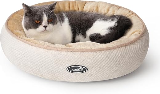 Pecute Cuccia per Gatti, Lettino per Animali Domestici a Ciambella,Lettino per Gatto,...