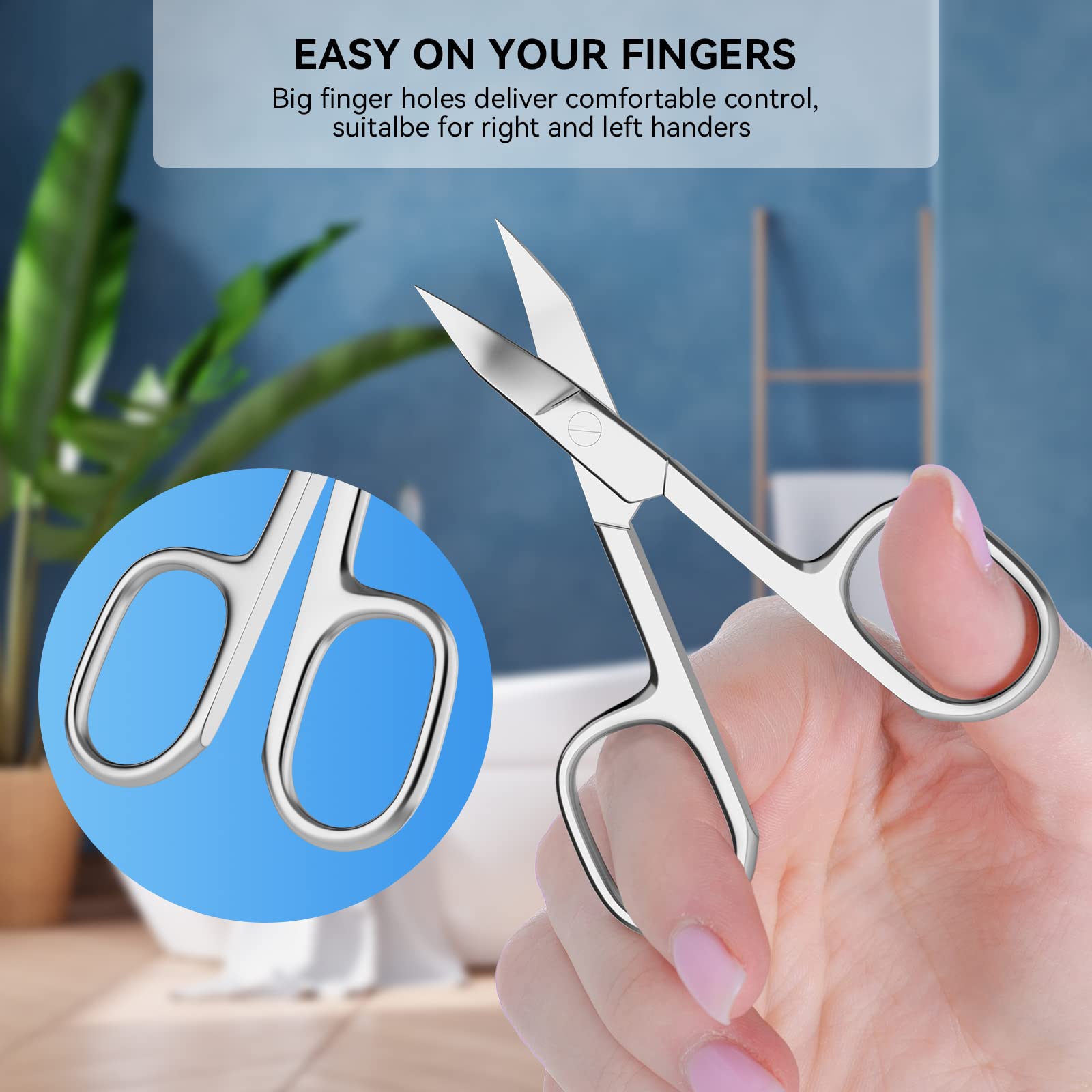 INXEN Ciseaux Ongles Professionnel Lame Incurvé en Acier Inoxydable,Ciseaux à Ongles Manucure Beaute Toilettage,Coupe Cuticules/Cils/Sourcil/Barbe Disponible Homme Femme BUT02NAL11C15 Argent