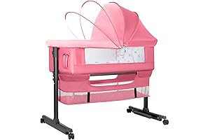 Baby Bassinet for Girls - Enclosed Crib, Easy Fold Portable Side Sleeper