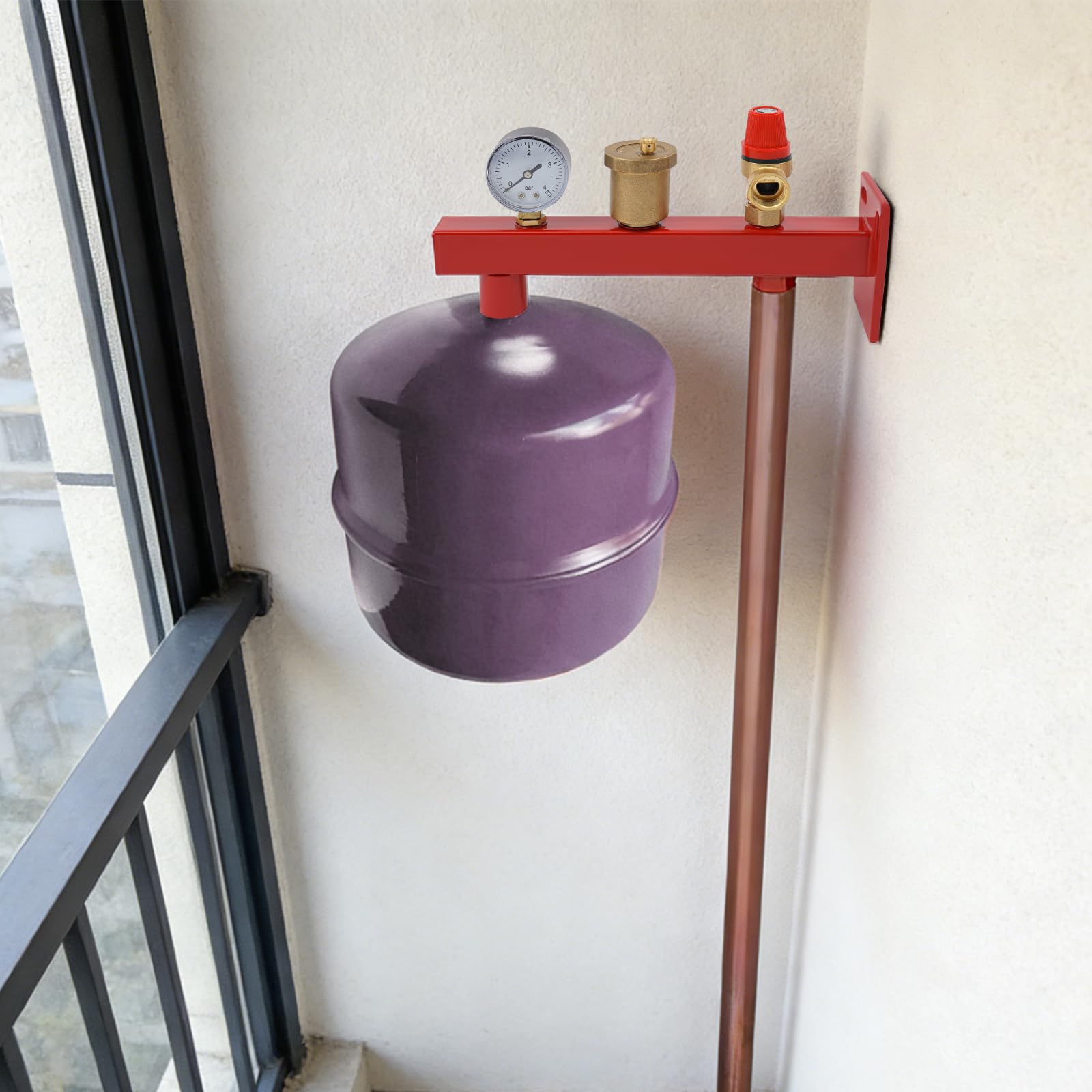 Gruppo di sicurezza per caldaia 27 x 14,4 cm, gruppo di collegamento con manometro, valvola di sfiato automatica, valvola di sicurezza, ferro zincato, per meccanismi chiusi come riscaldamento