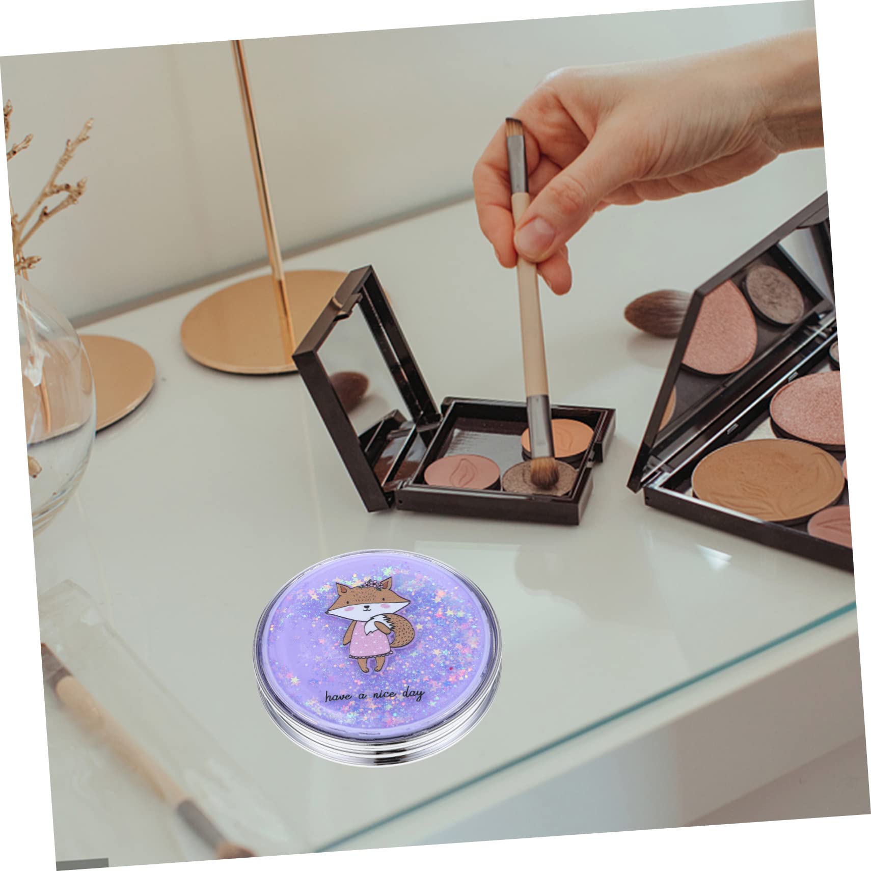 Healeved 5 Stück Schminkspiegel aus Treibsand runder Spiegel Make-up-Waschtisch Hallo Machen LED zweiseitiger Handspiegel Kleiner Schminkspiegel Kleiner Spiegel Abs Violett