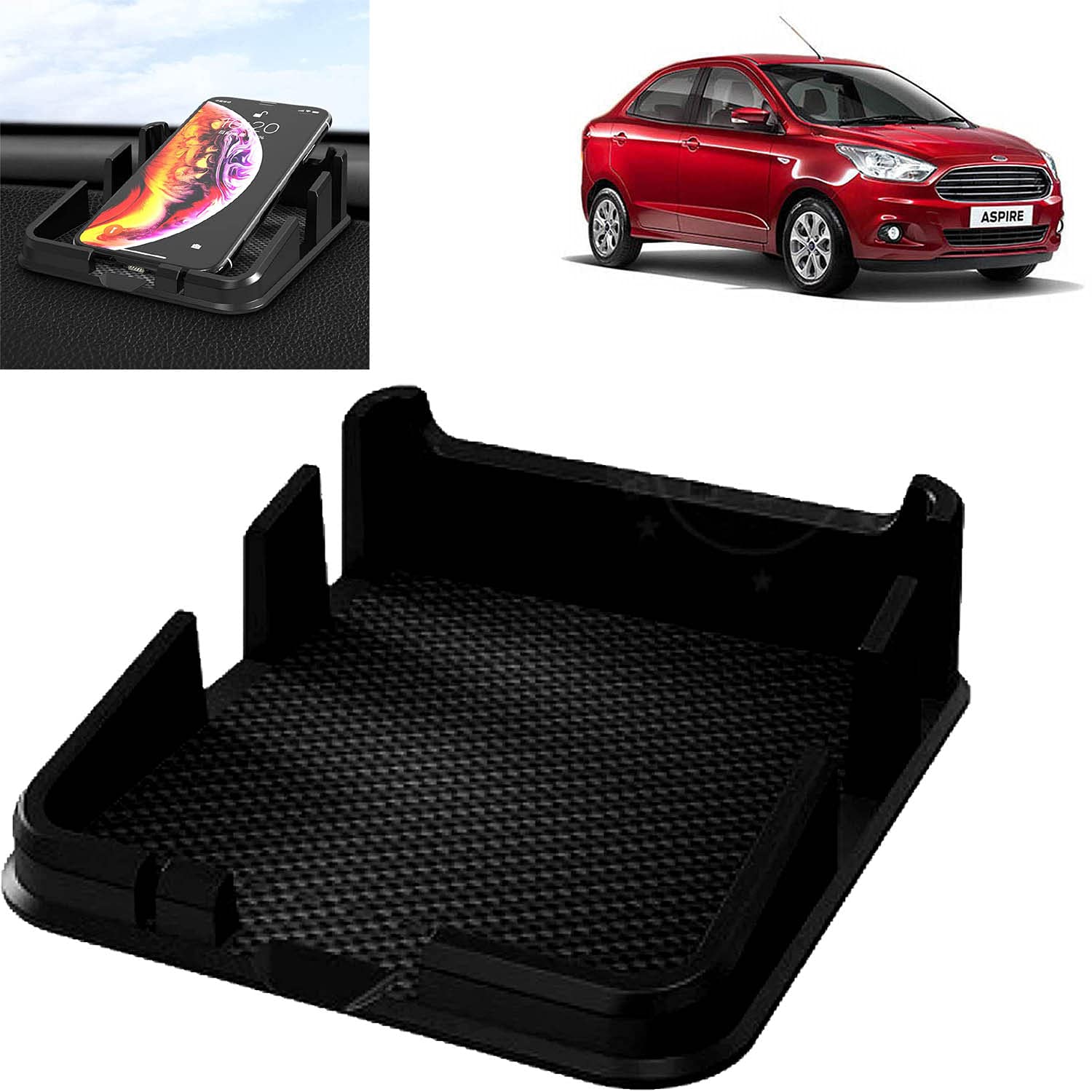 Aksmit 3R-2160 Car Multi-Functional Dashboard Carrying Organizer Storage Mat, Cell Phone Holder for Figo Aspire