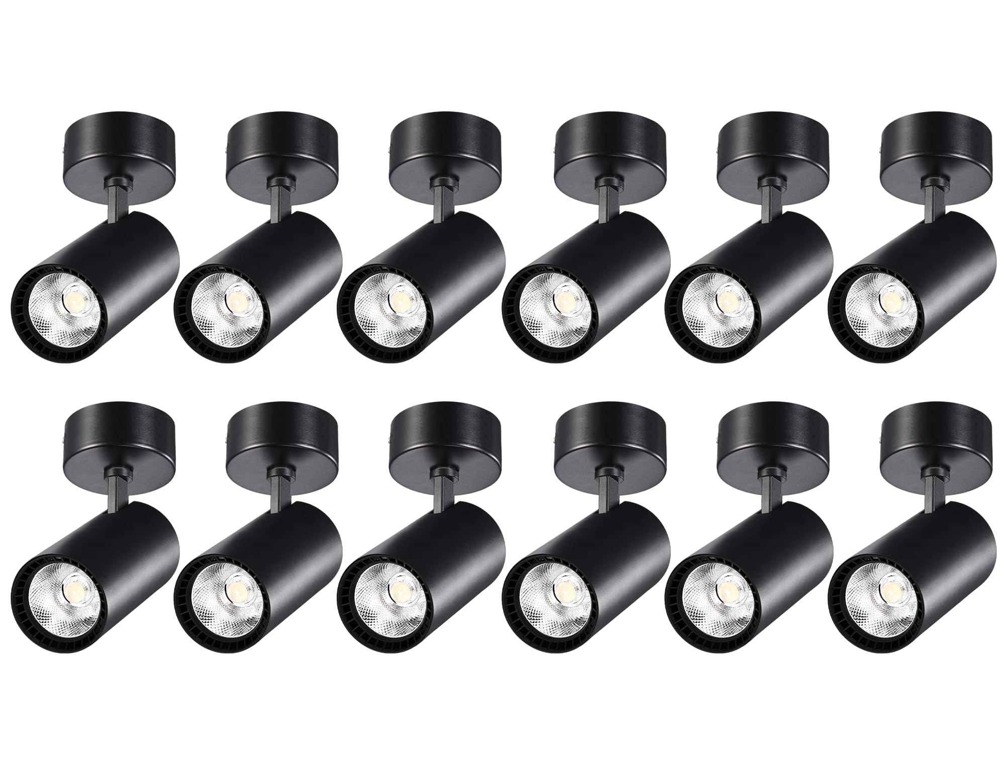 Black Ceiling Spot Lights, 12 Packs 6000k Cool White Extra Brightness 25W Adjustable 90 Degrees, Anti Glare Ceiling Spotlight Fixture, Flush Mount LED Ceiling Spotlight