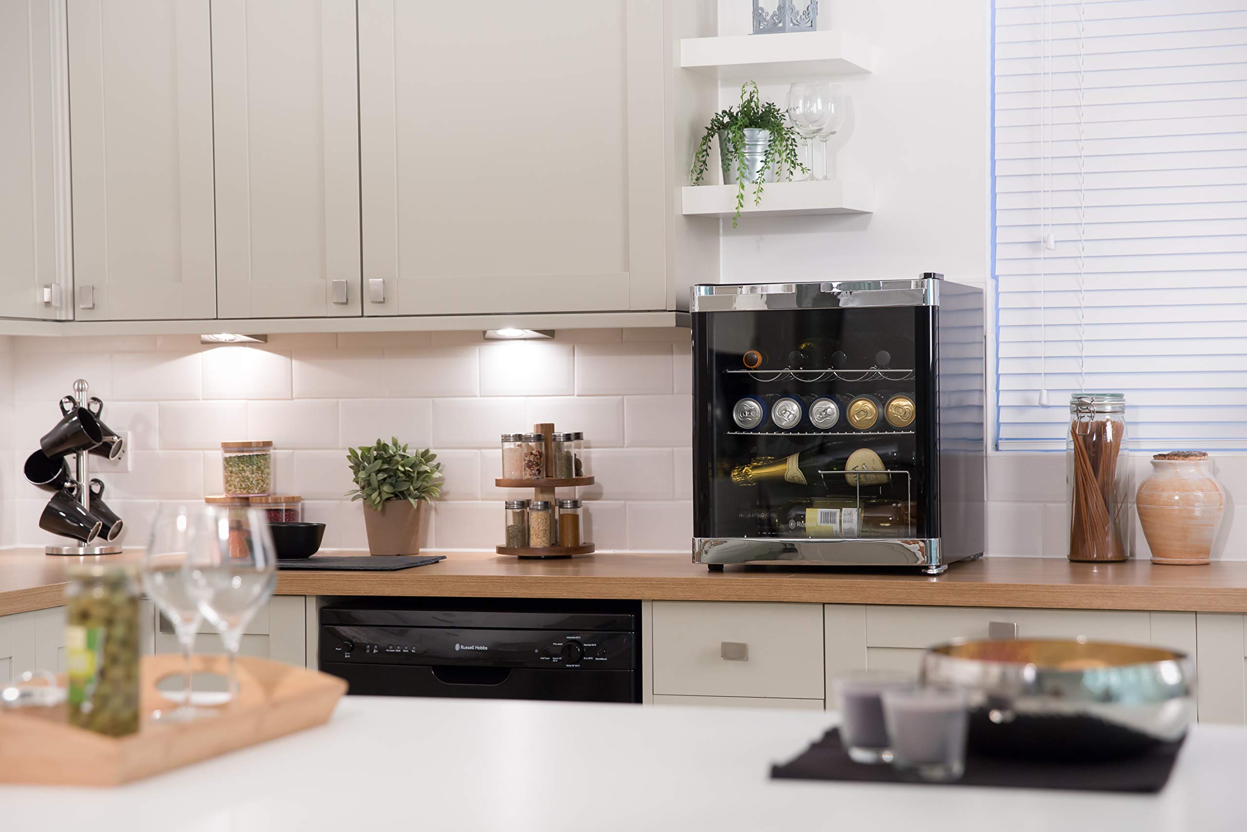 Russell Hobbs RHGWC1B Table Top Wine/Drinks Cooler with Glass Door, 12 bottle capacity, Black