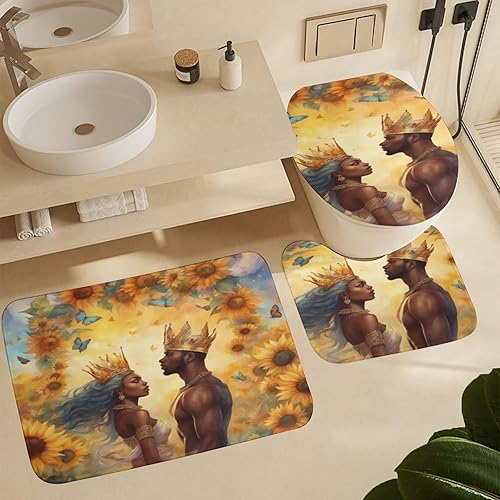 Vista 7 de Afro Black King Queen Romantic Love - Cortina de ducha contemporánea con mariposa para hoteles y bañeras, repelente al agua, lavable a máquina, 72 x