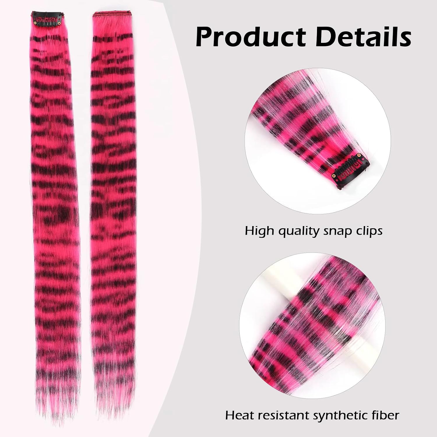 10pcs/pack Scene Hair Extensions Synthetic Clip in Leopard print Hair piece 18inch Long Straight Colorful striped Hairpieces Halloween Party Cosplay Y2K Use for Women