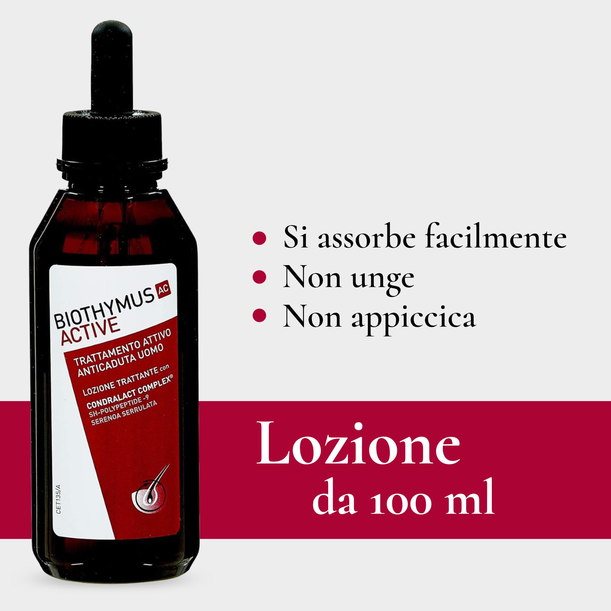 Biothymus Active Uomo, Lozione Anticaduta Capelli Uomo, Trattamento Attivo, per Capelli Fragili, Confezione da 100 ml