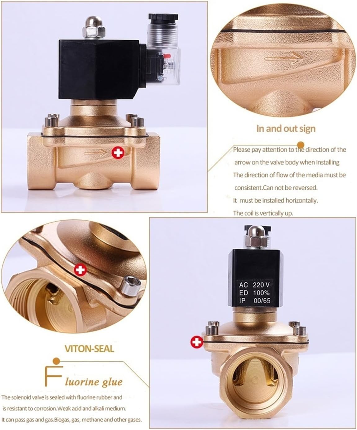 1/2" Normally Closed Brass Natural Gas Solenoid Valve 220VAC 24VDC 12VDC 110VAC Solenoid Valve(NPT_110VAC)