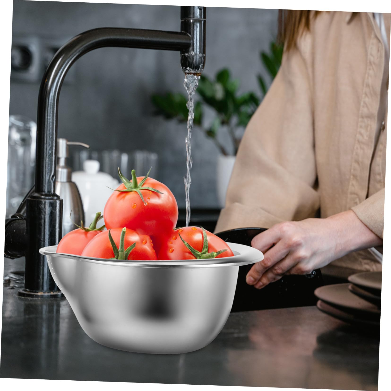 Colador de Acero Inoxidable Cesta para Lavar Verduras Escurridor Multifuncional para Cocina