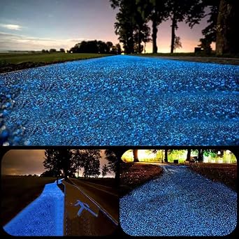 9.7Lbs 2200Pcs Glow in The Dark Stones Garden Pebbles Rocks Indoor Outdoor Decor Luminous Stone for Walkways Driveway Yard Grass Fish Tank Large Bag