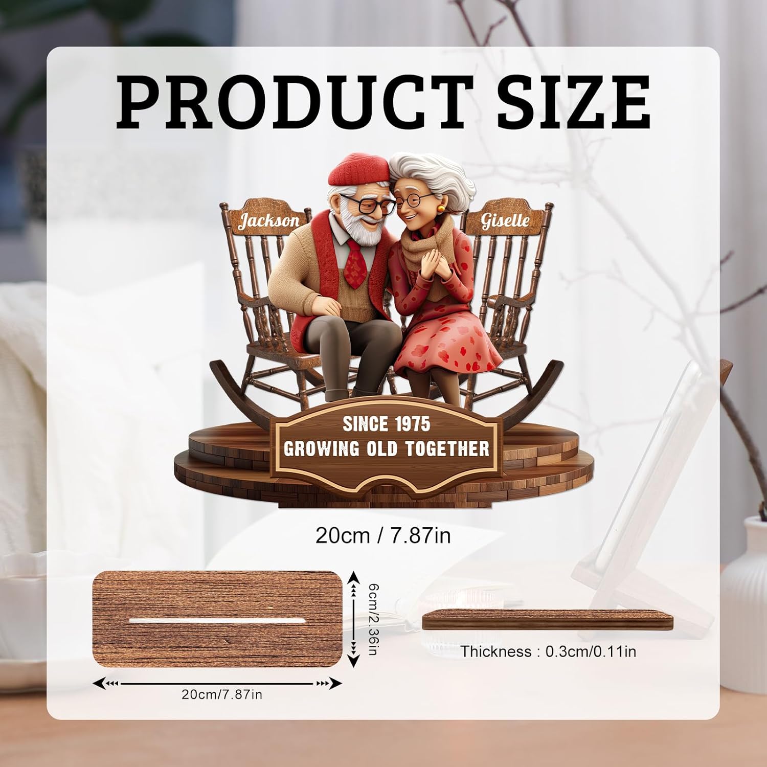 Personalized Growing Old Together Wooden Plaque Custom Couple Ornaments Gift for Husband Wife Anniversary Wedding - Image 2