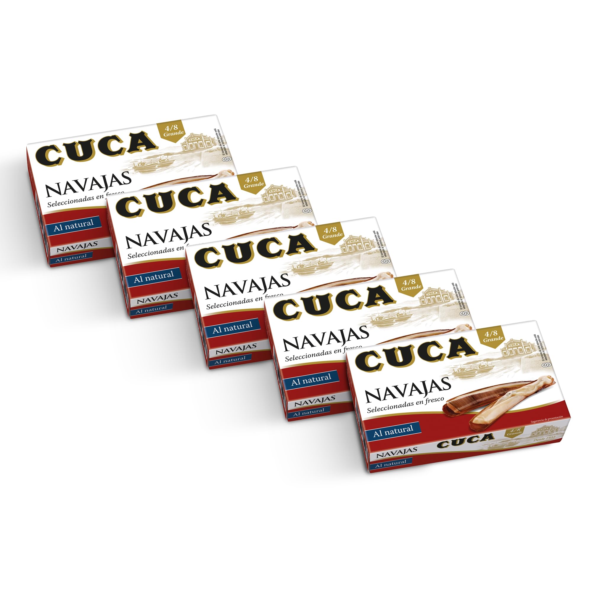 Navajas Cuca al natural 4/8 piezas grande pack 5 latas 120gr
