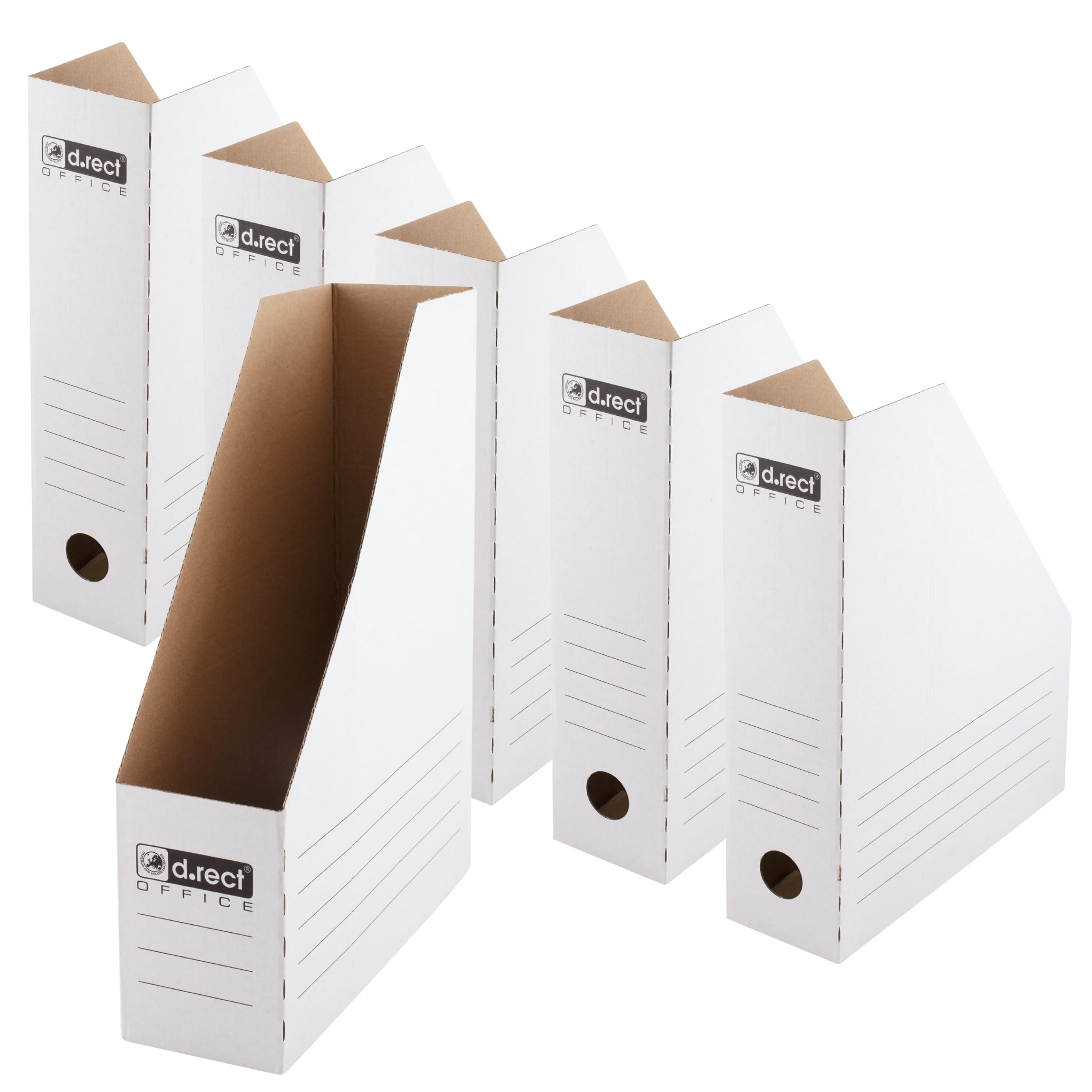 D.RECT A4 Magazine File Holder 80 mm – Pack of 6 Foldable Cardboard File Organizers for Documents, Magazines & Catalogs – Sturdy Desk & Shelf Storage Box