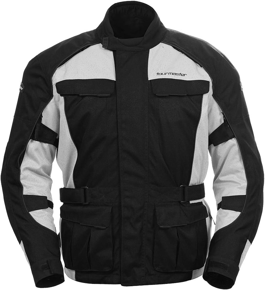 Tour Master Saber Series 3 Men's Textile Sports Bike Motorcycle Jacket - Silver/Black/Large