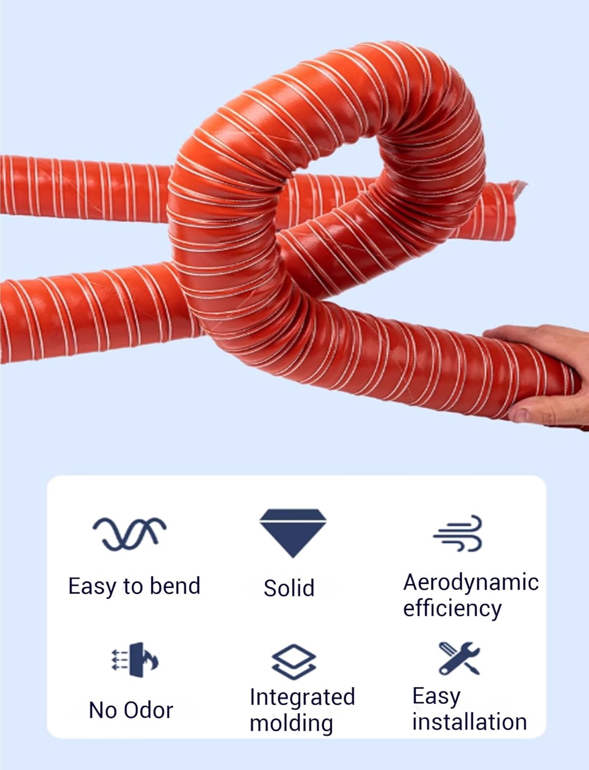 Flexible Silicone Duct Hose 51mm - Exhaust Fan Vent Pipe for Industrial Fumes & Heat Resistant Air Ducting - Durable Ventilation Solution for HVAC Systems