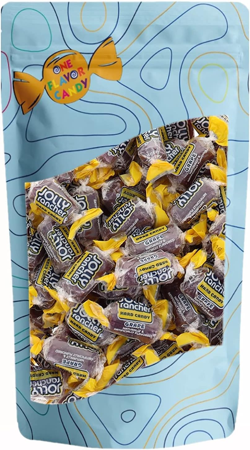 Jolly Rancher World's Best Flavored Fruit Hard Candy Bulk Candies in Sealed Bag 32oz Tasty Yummy Perfectly Delicious Time (Grape, 2lb)