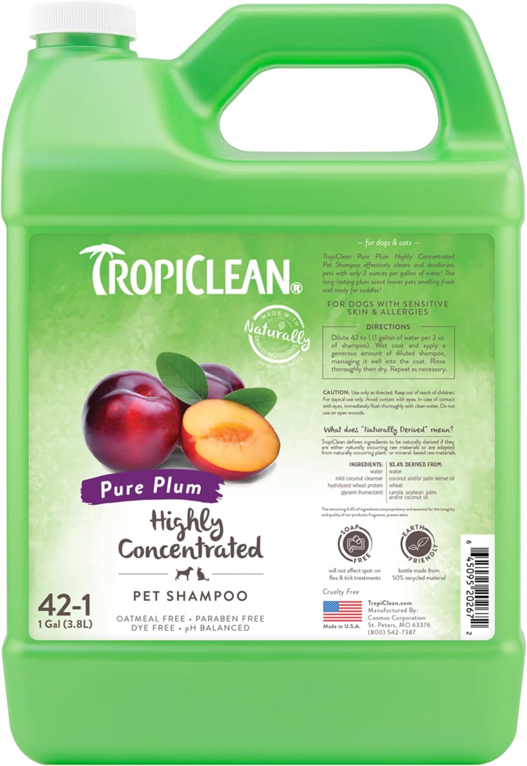 TropiClean Pure Plum High Concentrate Shampoo for Pets, 1 gal - Made in USA : Everything Else