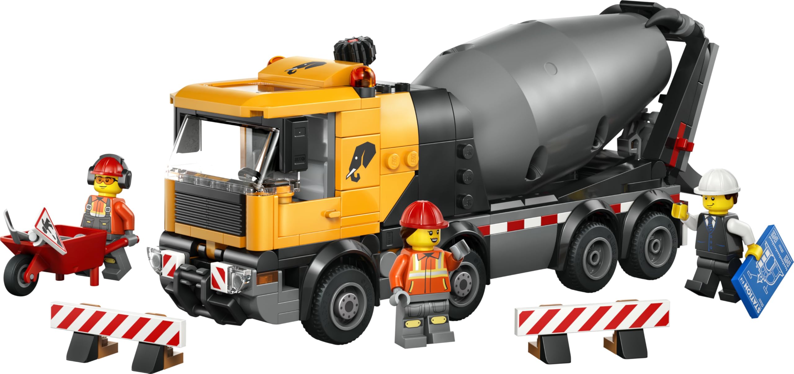 LEGO City Betonmischer - Lehrreiches Baufahrzeug Spielzeug mit 3 Minifiguren, drehbarer Trommel & Ausgießfunktion - Geburtstagsgeschenk für Jungen ab 7 Jahren - 60478