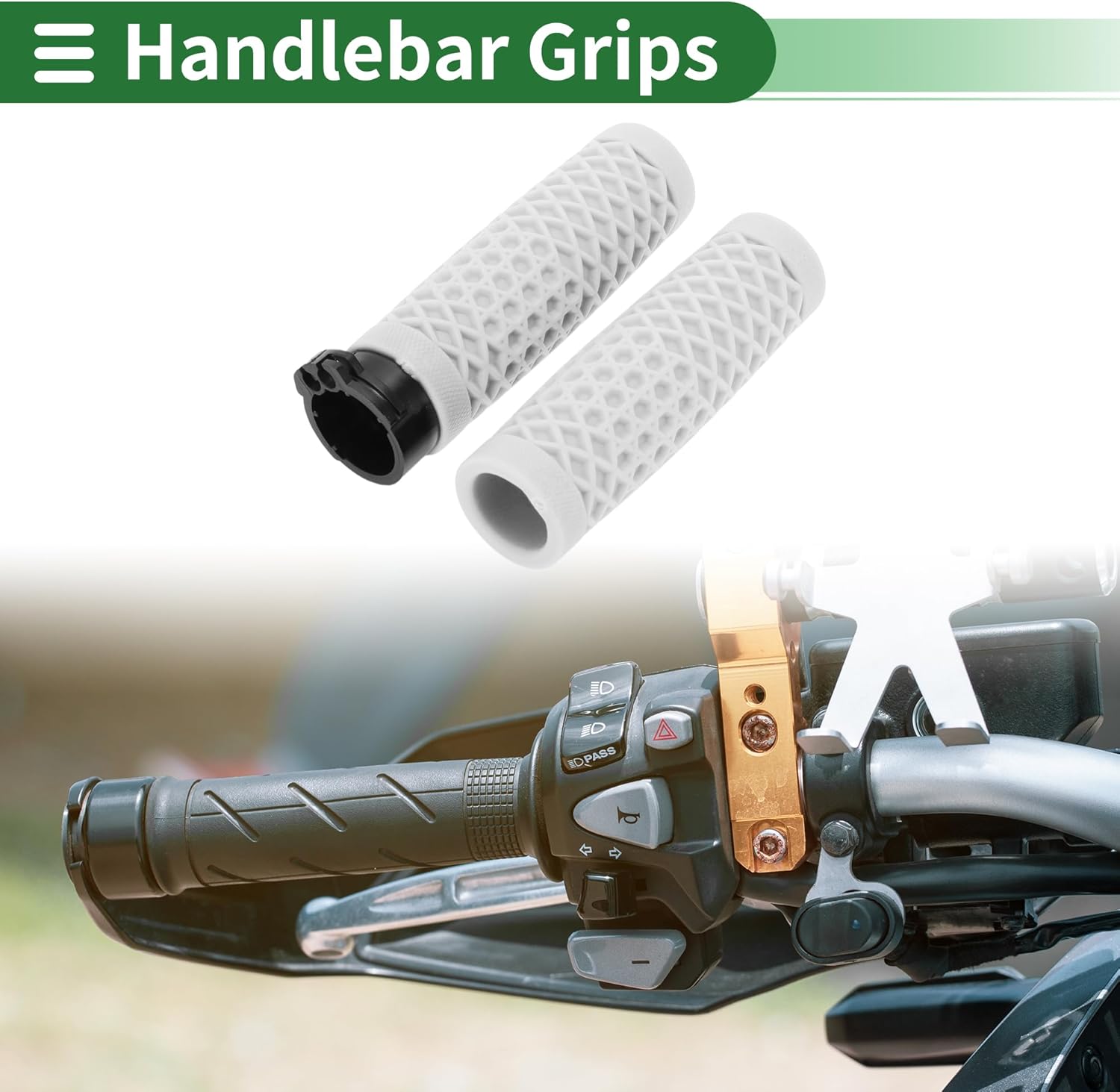 Motoforti 1" 25mm 1.1" 28mm Motorcycle Hand Grips Cover Kit Non Slip TPU Handlebar Cover for Motorcycle Scooter Bicycle ATV White 1 Set