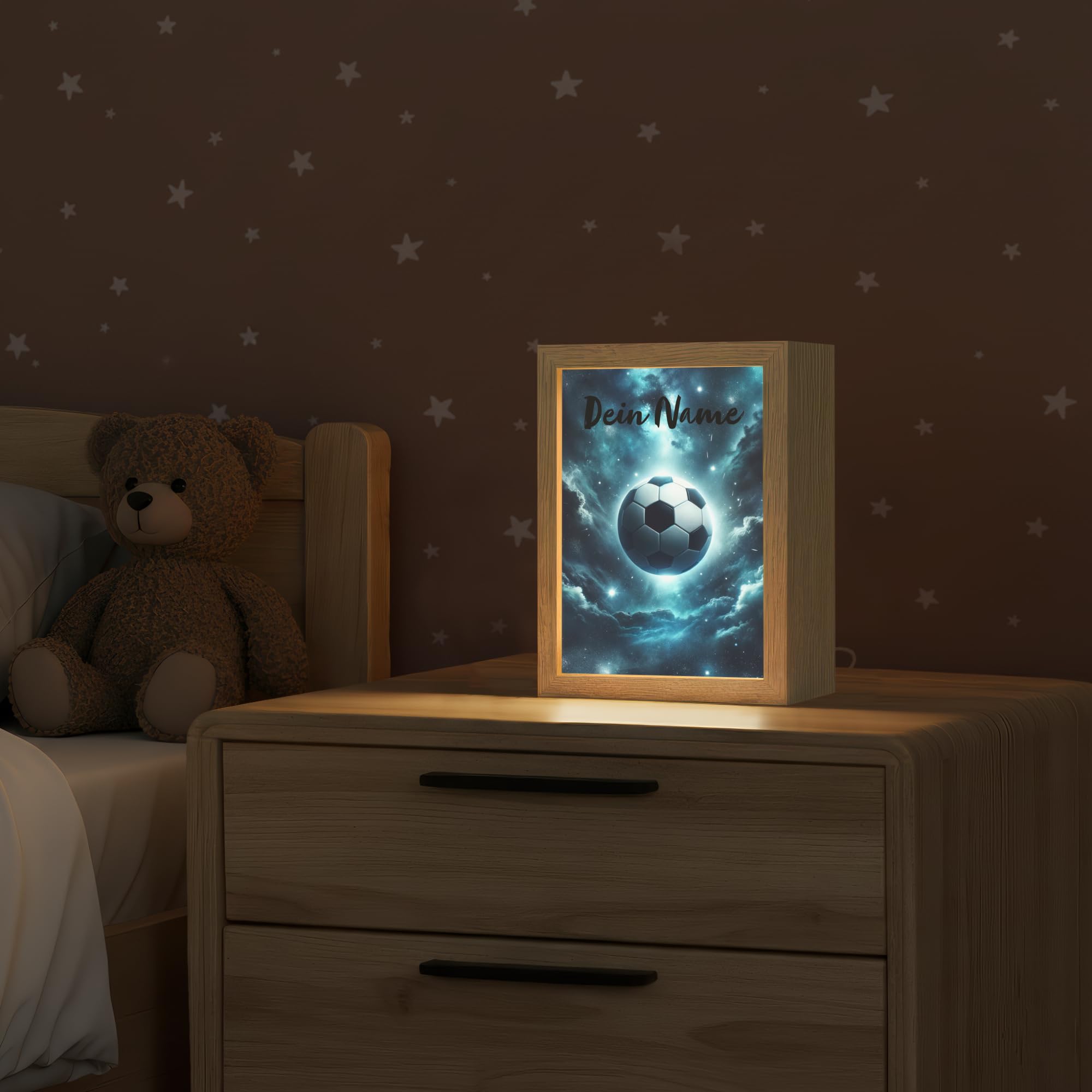 Nachtlichter & Schlummerleuchten Für Kinder Mit Name 15x20 cm Baby Nachtlicht Personalisiert Nachttischlampe Jugendzimmer Fußball - Galaxie - Raumfahrt - Sport - Blau