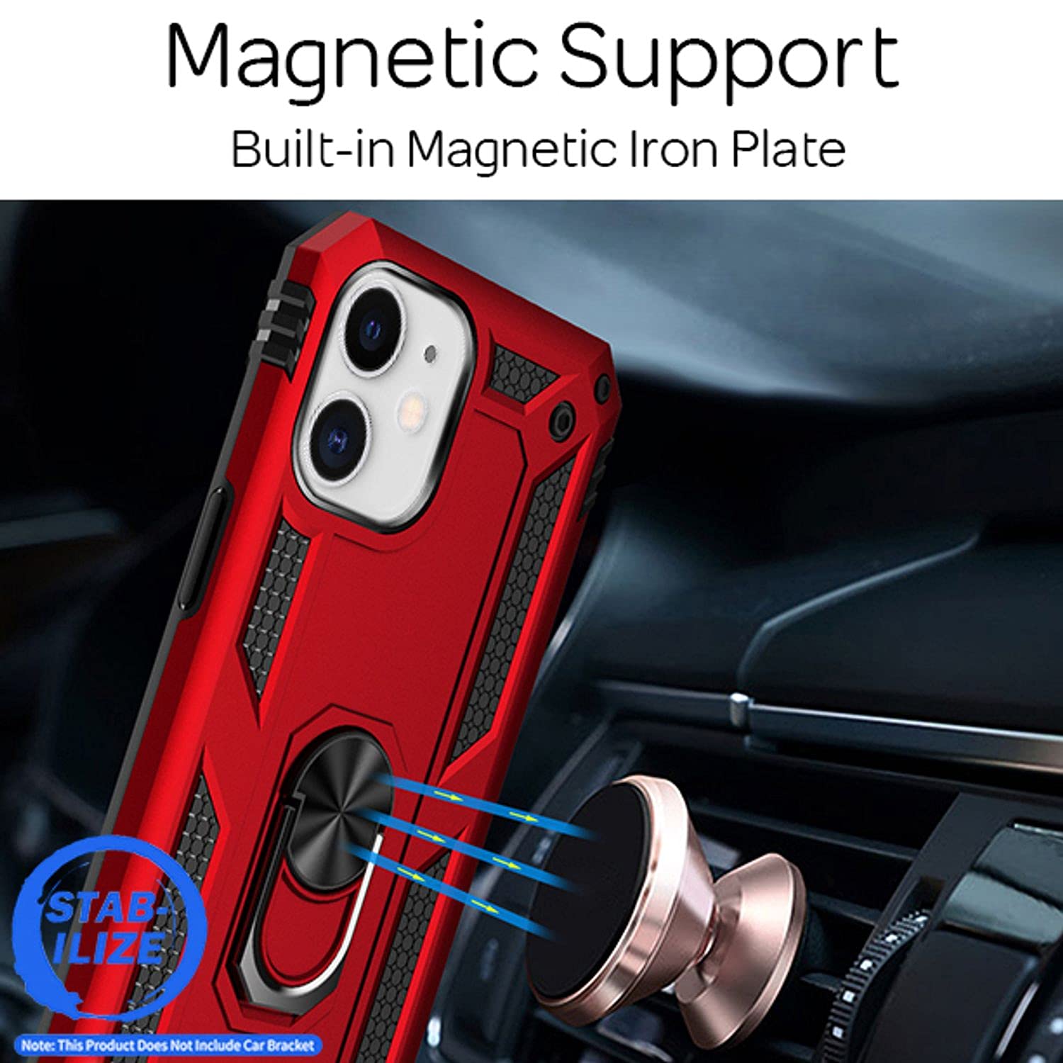 NALIA Custodia Antiurto per iPhone 13 - Anello 360° & Compatibile Supporto Magnetico - RINGDEFEND (Cover Militare) - Marchio Tedesco, Colore:Nero