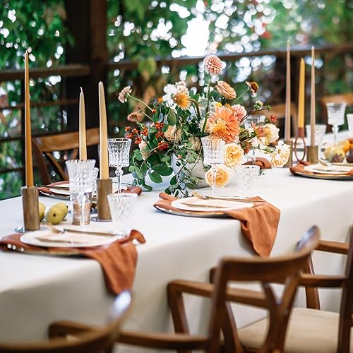 Miniatura 7 de Fixwal Paquete de 10 manteles de elastano de 6 pies para mesas de 6 pies, mantel elástico rectangular ajustable, lavable para mesa de patio (blanco,