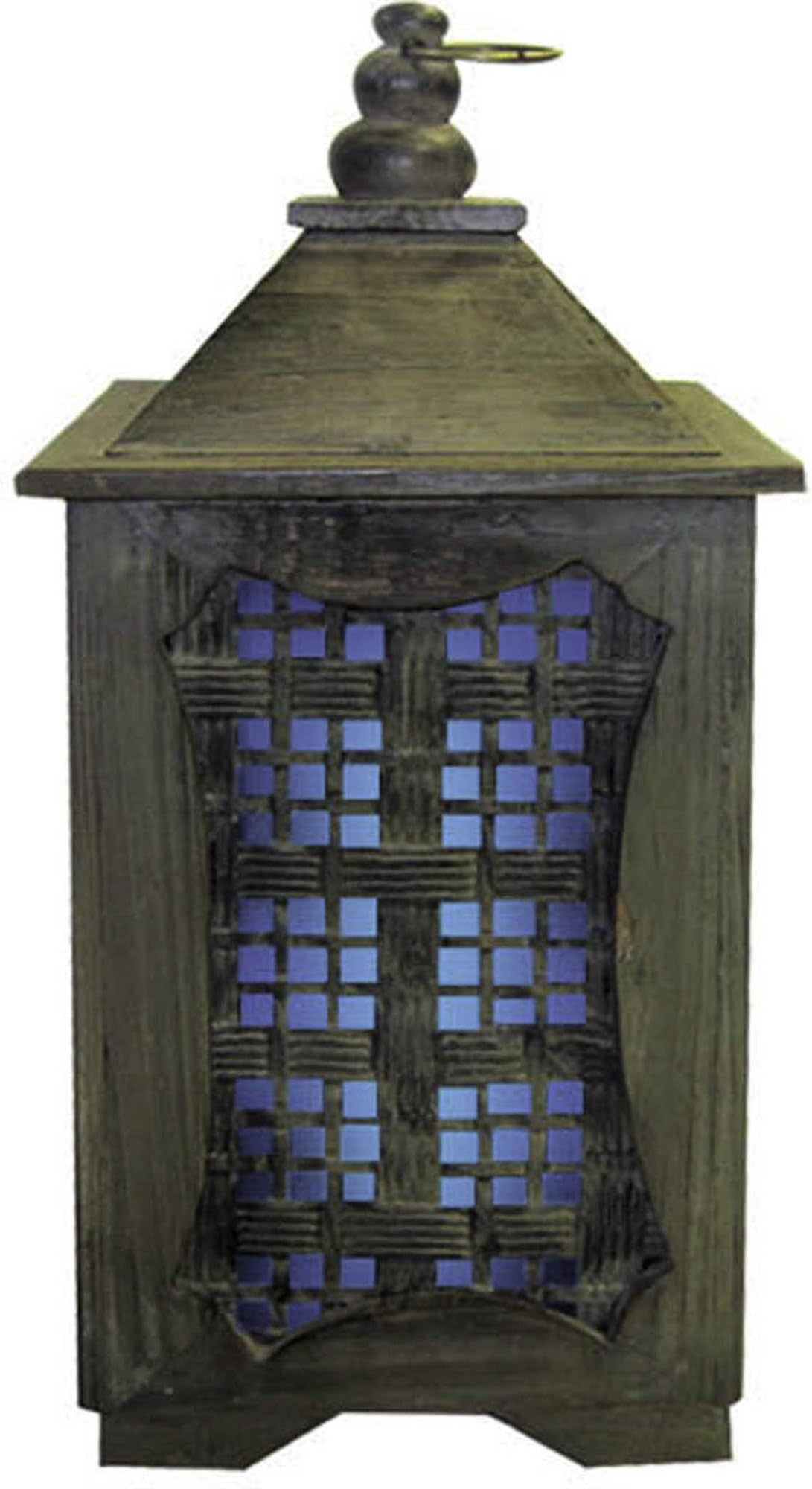 Garden Meadow R1209LB Solar Temple Lantern with Blue Light, 15-Inch