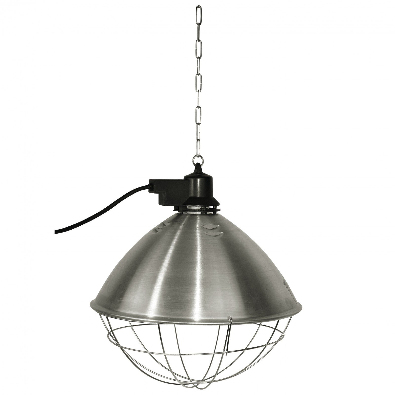 Kerbl Lampe chauffante Infrarouge, émetteur de Chaleur, Lampe chauffante, 5 m, Aluminium, avec Abat-Jour en Aluminium Ø 35 cm et Cage de Protection, y Compris chaîne de Fixation