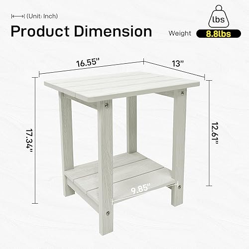 Miniatura 3 de Mesa auxiliar para exteriores, mesa auxiliar Adirondack doble pequeña resistente a la intemperie, mesa auxiliar para interiores y exteriores para