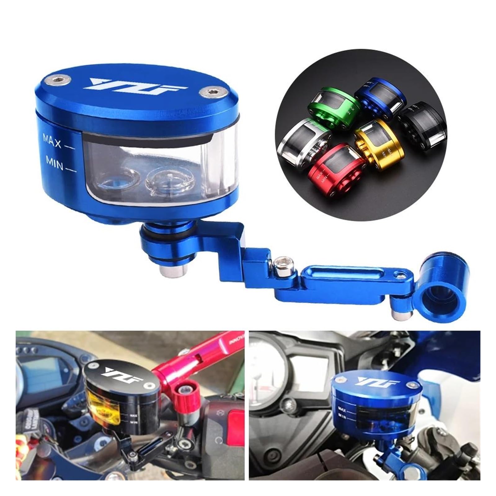 Depósito de Fluido de Frenos Para YA&MAHA YZF R3 YZF R25 YZF R6 YZF 600R FZR 600 FZ600 2021 2022 Taza De Depósito De Aceite Fluido Del Cilindro Del Tanque Del Embrague Del Freno De La Motocicleta(Negr
