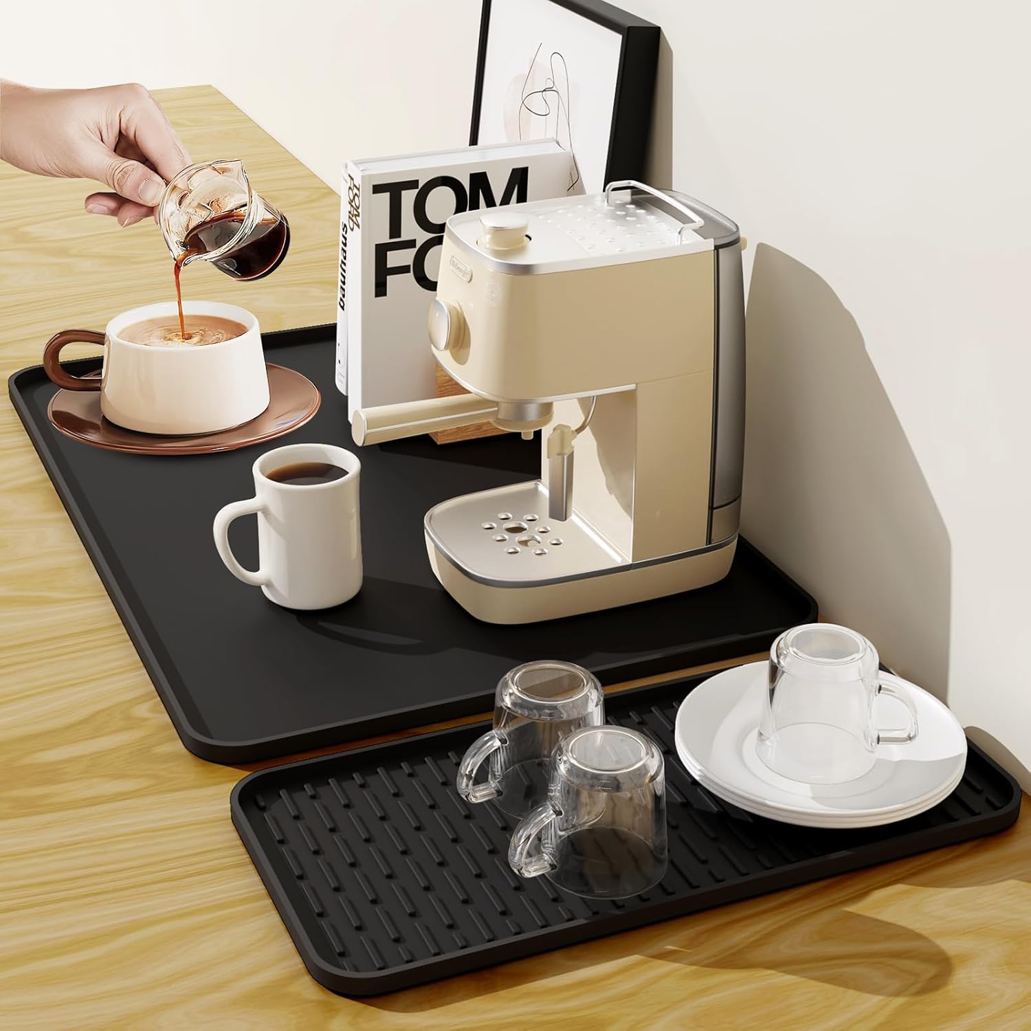 2024 New Silicone Coffee Mat with Convex Edge, 24''x16