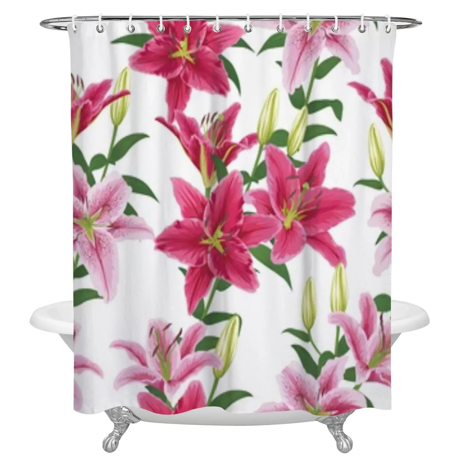 ZDLLDZ Colorful Lilies Shower Curtains Waterproof Polyester Bath Curtain Home Decoration Bathroom Fabric Shower Curtain 183x183cm(72x72in)