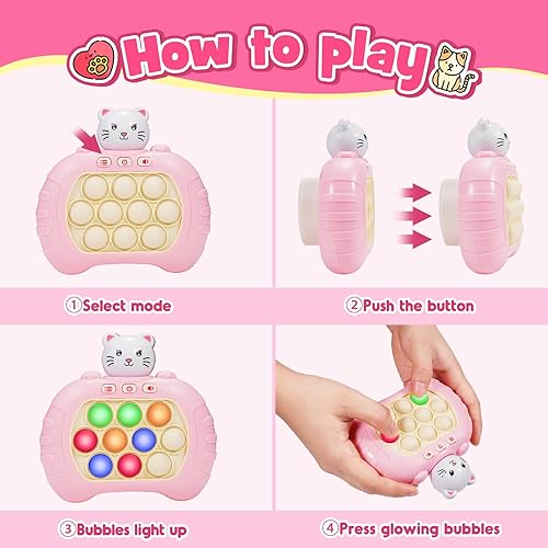 Miniatura 3 de Juguetes para niños y niñas adolescentes de 3 a 12 paquete de 2 juguetes coloridos con luz de empuje rápido, juego de mano de burbujas para regalo