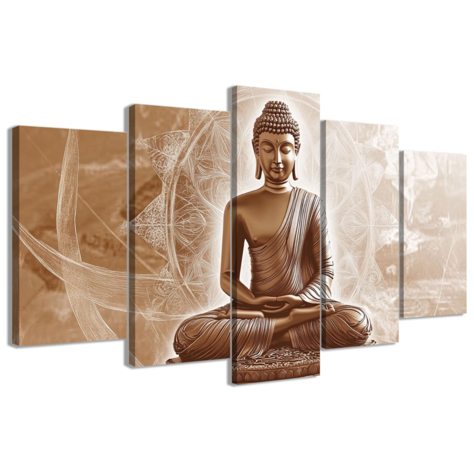 CCWACPP 5 Piece Buddha Canvas Wall Art Buddha Statue Painting Prints Large Zen Wall Decor for Living Room Bedroom Meditation Yoga Room Home Decor Framed (20x35cmx2 20x45cmx2 20x55cmx1)