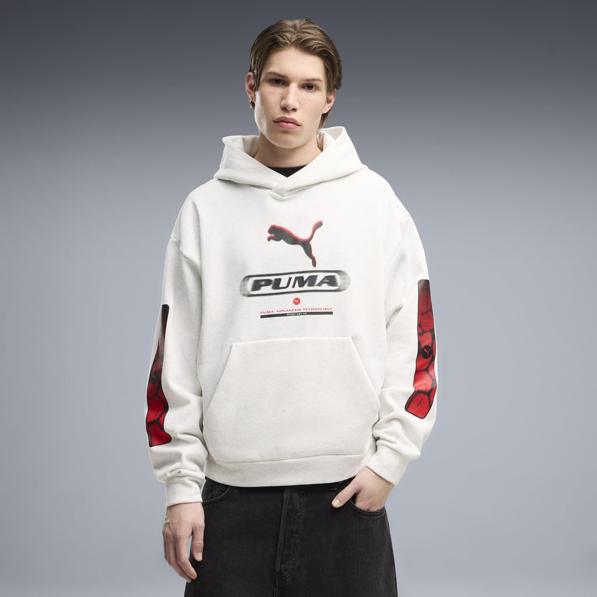 PUMA Sudadera con Capucha Estampada de Felpa Sport Boxy Hombre