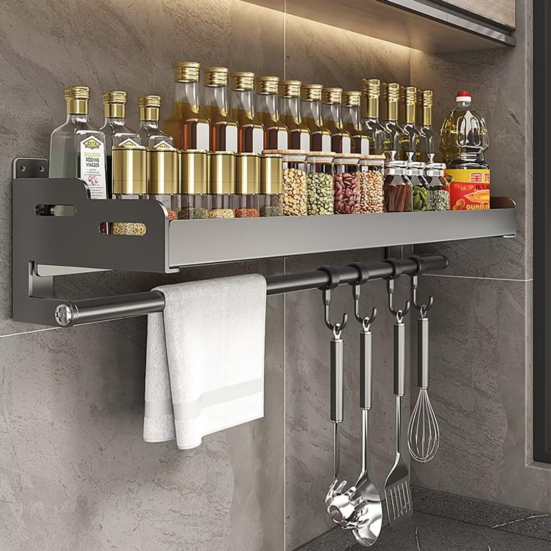 Scaffale portaspezie da parete per condimenti, erbe e spezie, ideale per cucina, dispensa, bagno e ante dell'armadio