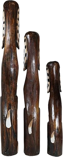 Miniatura 6 de Ebros Gift Balikraft - Juego de 3 figuras decorativas de madera tallada a mano, grandes orejas de polkadot, perro canino, familia, 38.5 pulgadas de