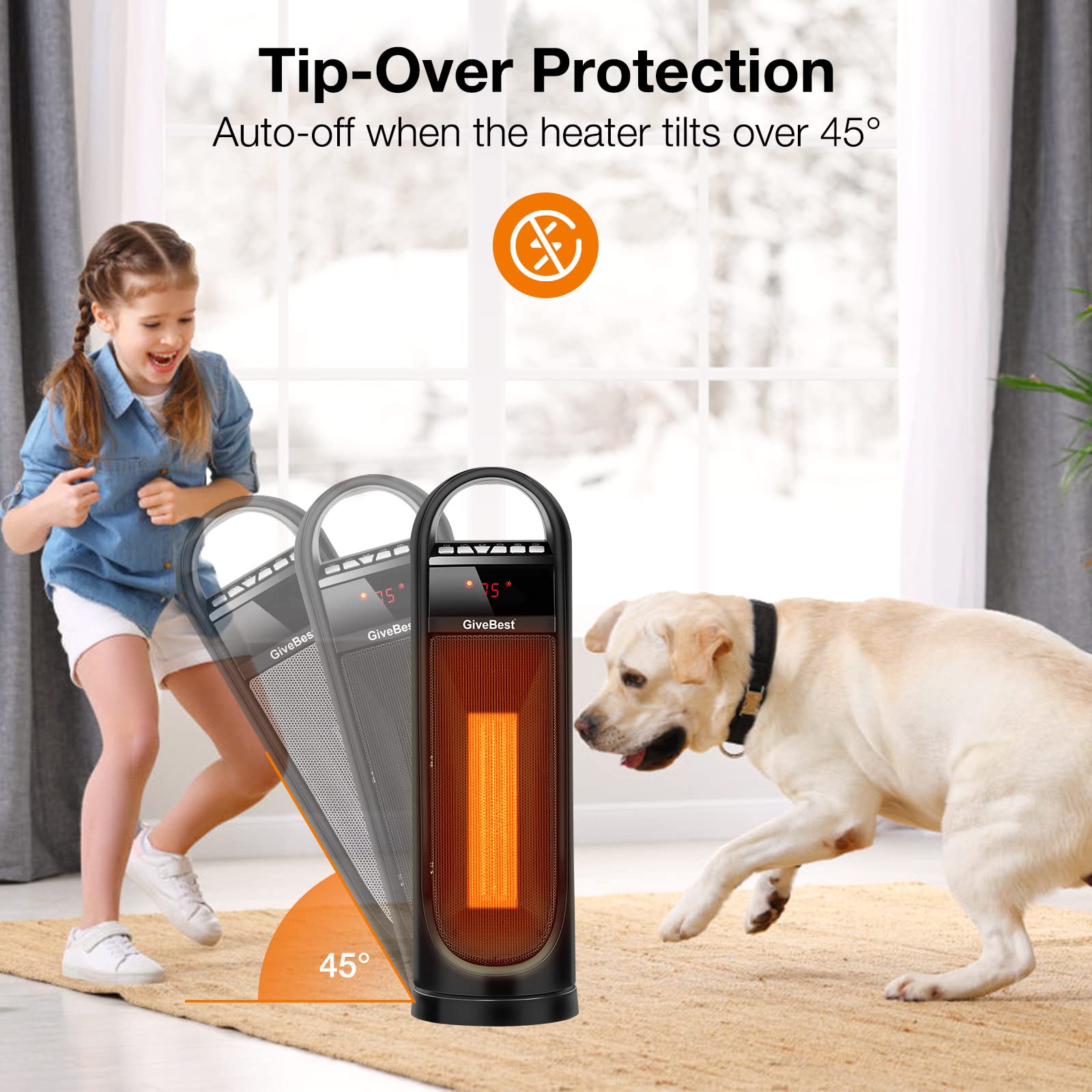 Amazon.com: 22” Tower Space Heater, 1500W/900W Ceramic Quiet Room Heater  with Remote Control, Oscillation, Thermostat, Overheat u0026 Tip-Over  Protection, Digital Rotating Heater for Room Home Office : Home u0026 Kitchen