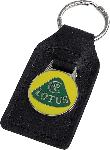 Llavero de piel y esmalte de loto, Cuero negro