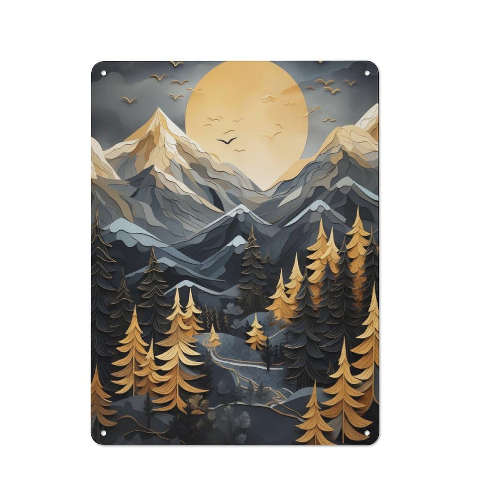 Junmoney Mist Misty Pines Metal Sign 40X30cm With For Home Bar Wall, Rustic Decor, For Vintage Wall Decor Fans, For Themed Room Decoration