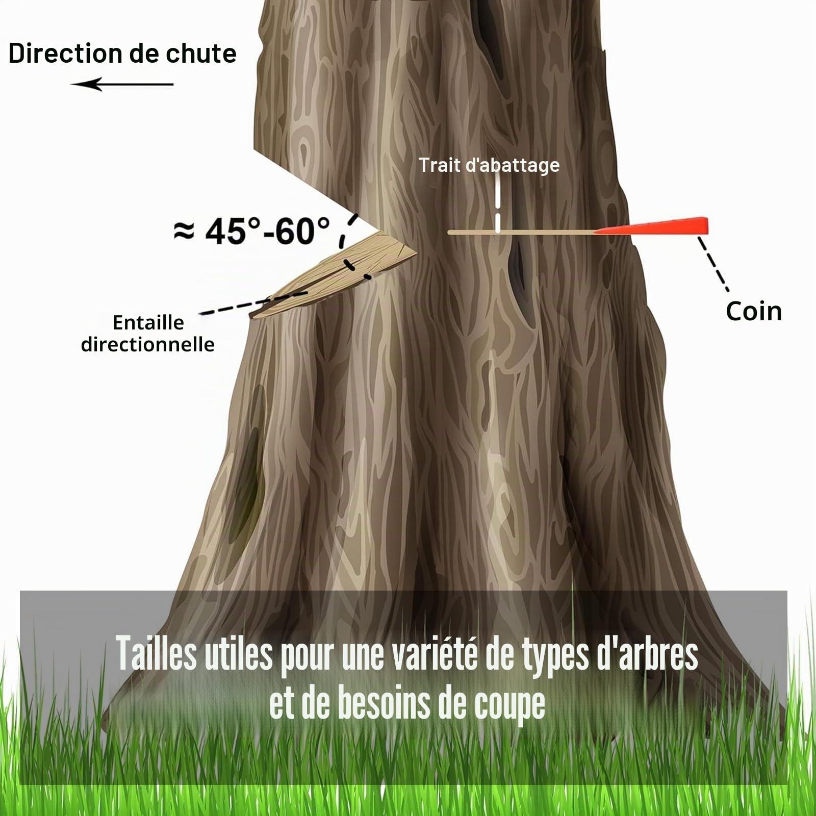 Lot de 6 Cales d'abattage d'arbres avec Pointes pour Une Coupe sûre des Arbres – 3 Cales de 20,3 cm et 14 cm avec Sac de Rangement ; 6 Chiens d'abattage pour Guider Les Arbres stabiliser et en Toute