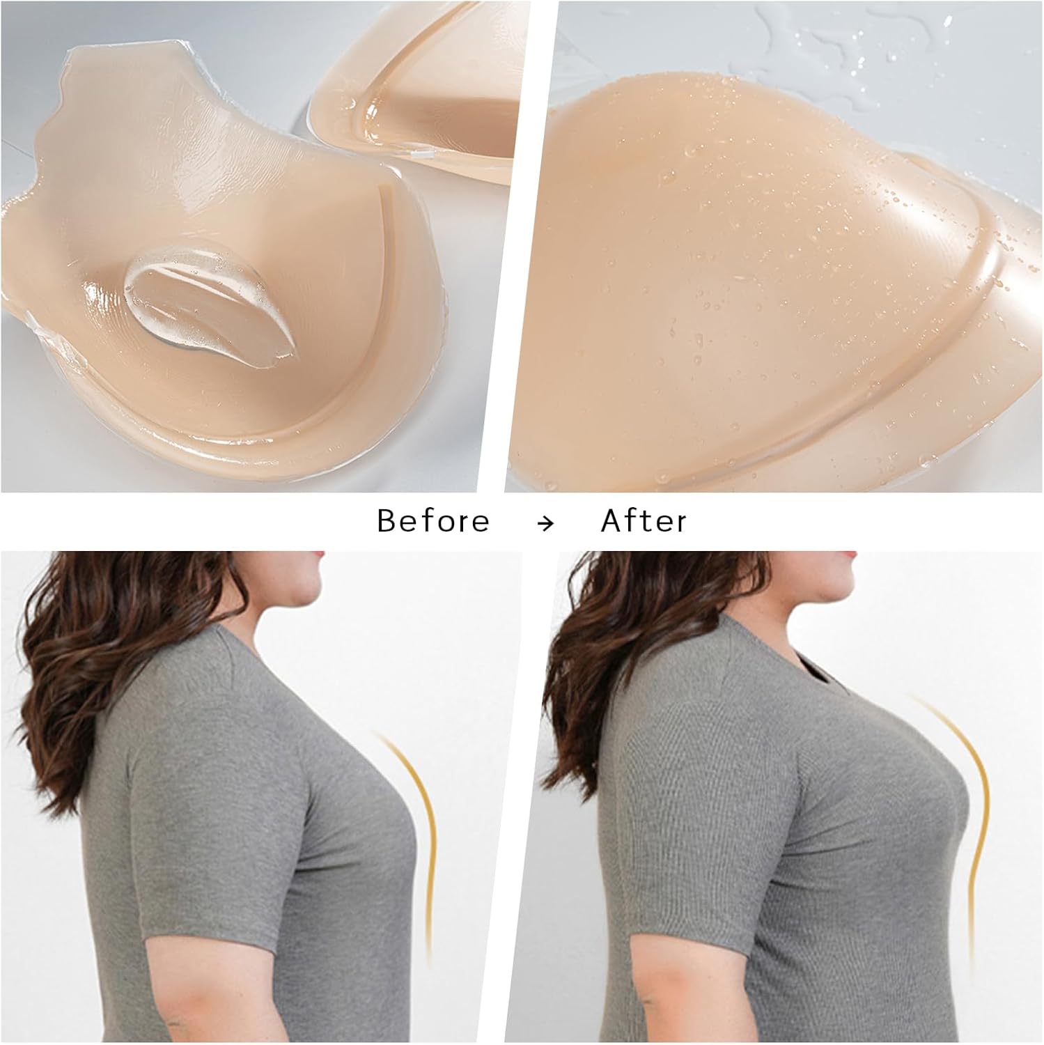Invisible Lift Sticky Bra for Large Breasts - Women's Seamless Backless Strapless Push Up Adhesive Silicone Bra - Image 5