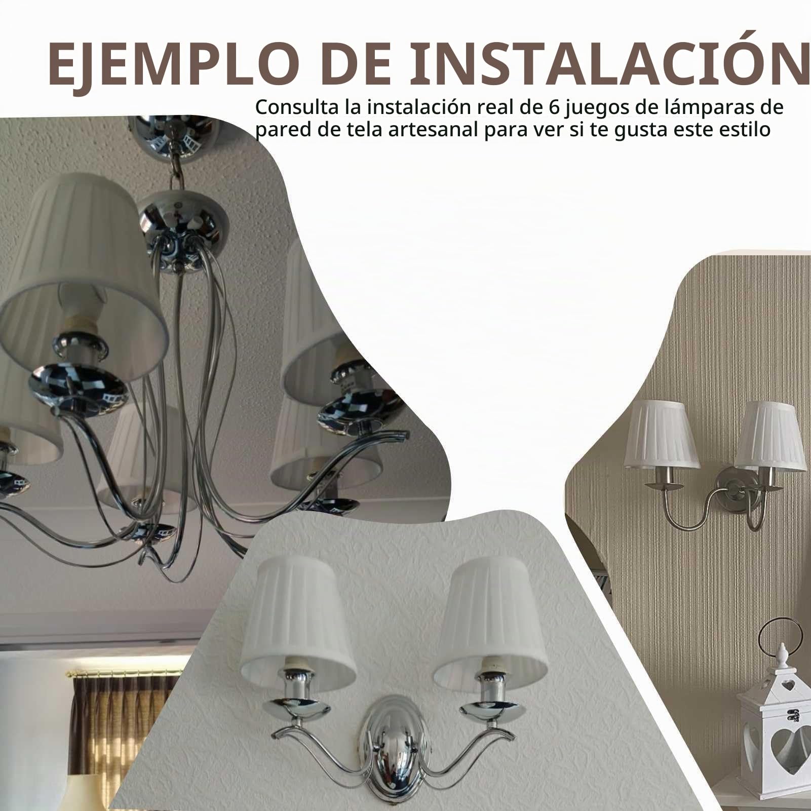 Juego de 6 pantallas de lámpara pequeñas, pantallas de lámpara de araña Clip on Lamp Shade para lámparas de mesa Chandeliers Wall Floor Lamp Replacement