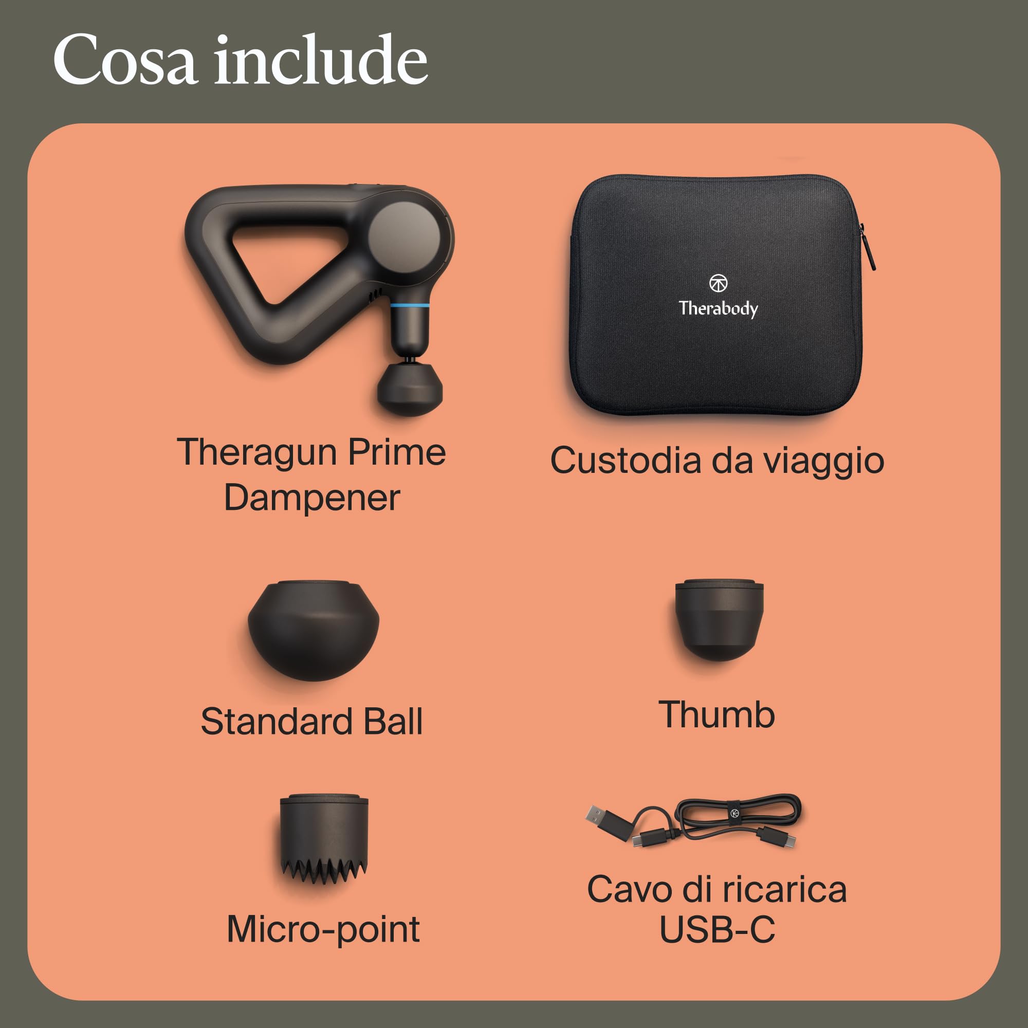 TheraGun Prime - Pistola Massaggiante Elettrica Portatile - Massaggio a Percussione con App Intelligente e Bluetooth - Dispositivo per Terapia Muscolare Profonda con Tecnologia QuietForce, 5ª Gen