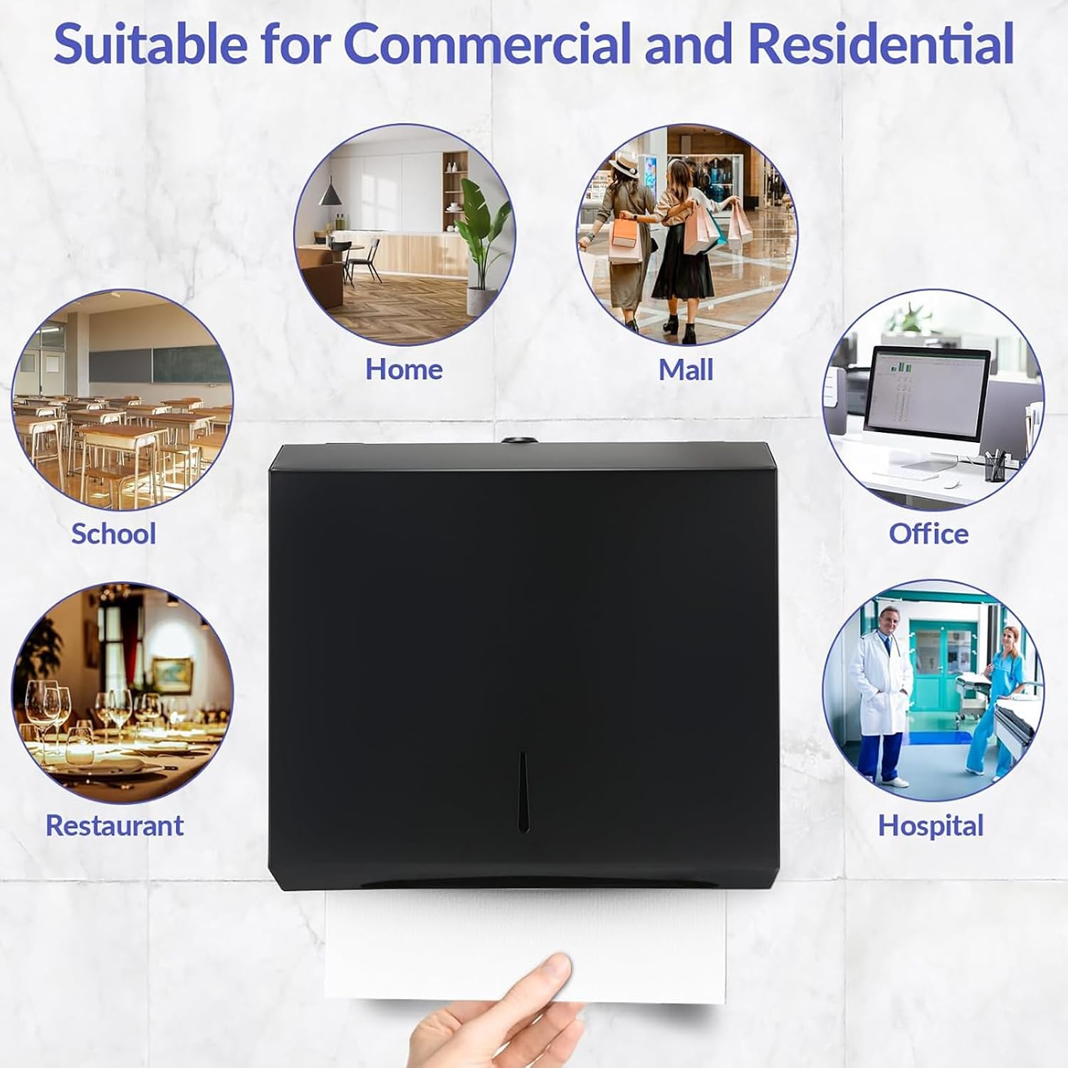 Rustless Square Tissue Distributor Large Capacity Wall Mounted for Commercial Use Efficiency Plan Wall Mounted Toilet Tissue Holder